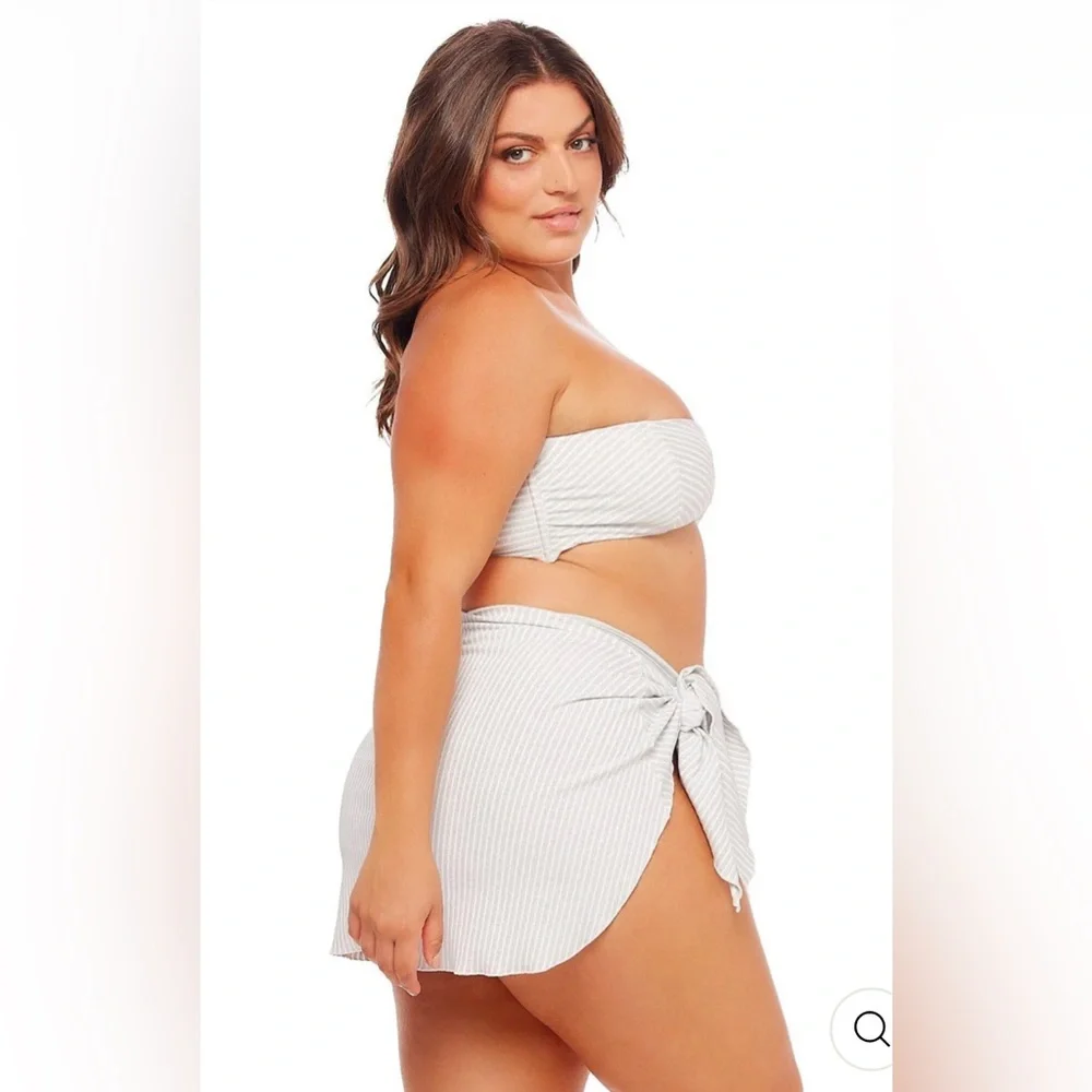 NWT JMP the‎ label TAHITI MINI SARONG WRAP SKIRT - WHITE SHIMMER